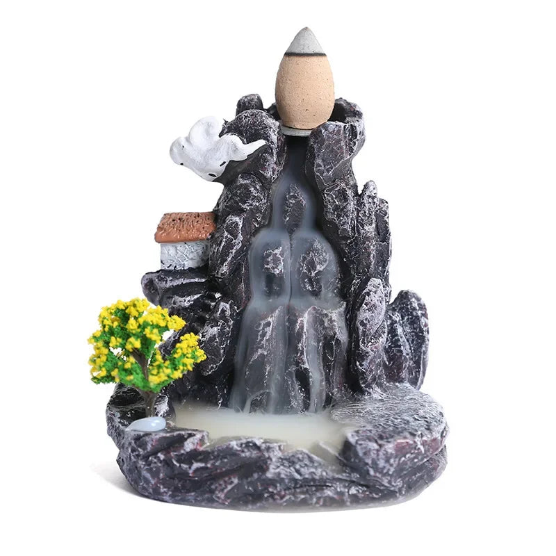 Bruciatore d’Incenso a Cascata in Resina – Wellune ZenFlow