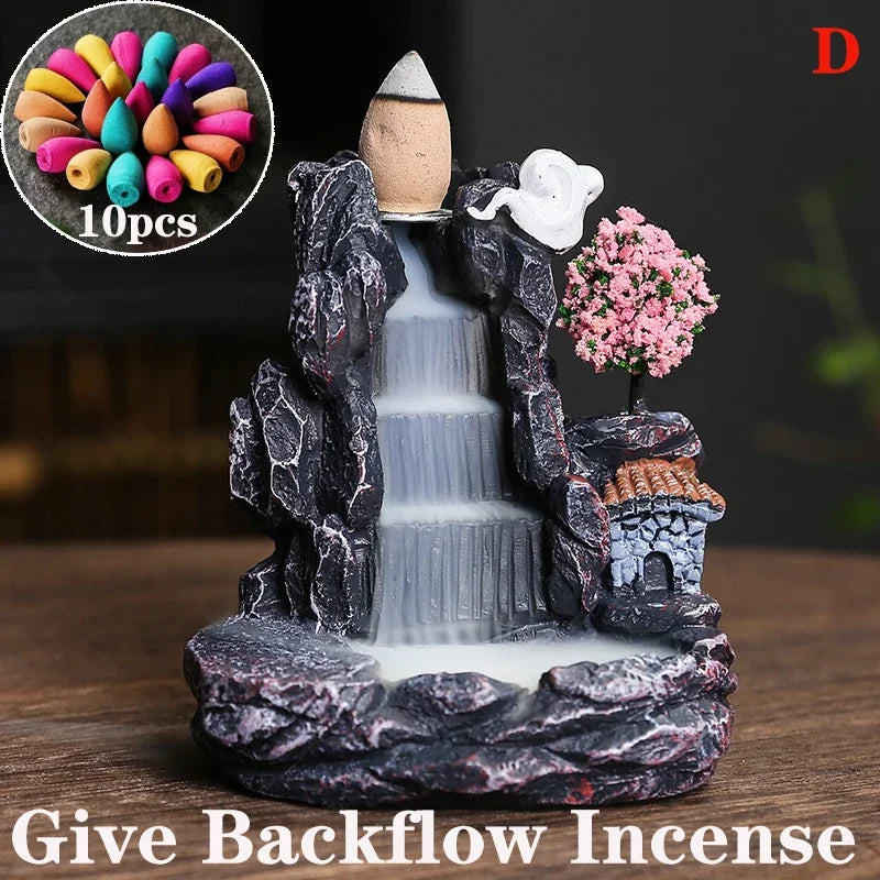 Bruciatore d’Incenso a Cascata in Resina – Wellune ZenFlow