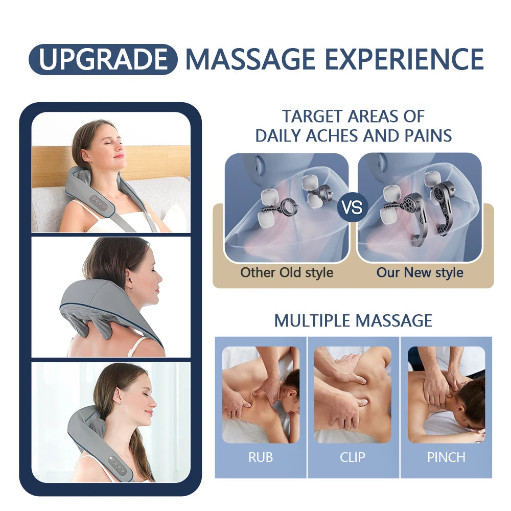Massaggiatore Wireless per Collo e Schiena con Impasto Profondo – Wellune FlexiRelief