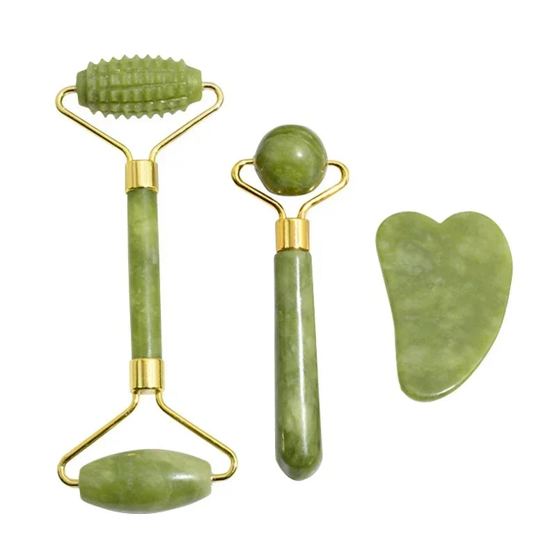 Set Massaggiatore Viso in Giada Naturale – Wellune GlowStone
