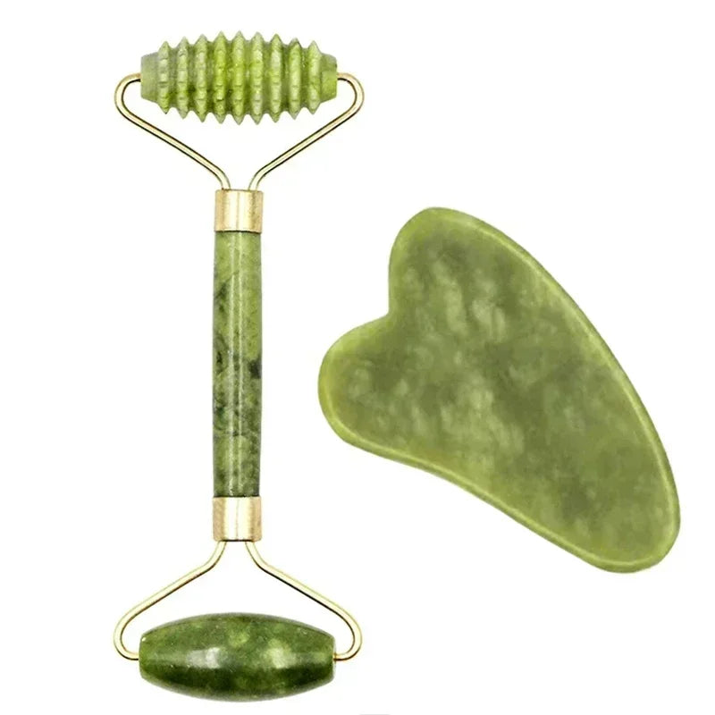 Set Massaggiatore Viso in Giada Naturale – Wellune GlowStone