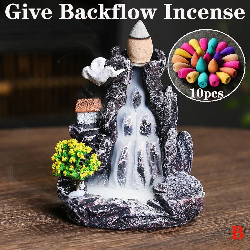 Bruciatore d’Incenso a Cascata in Resina – Wellune ZenFlow