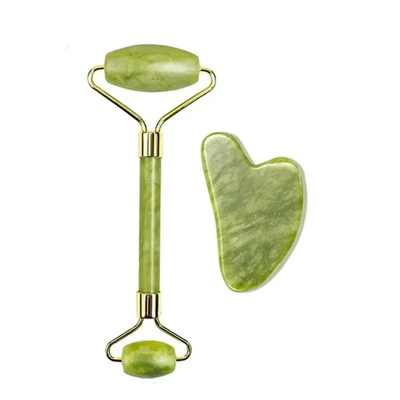 Set Massaggiatore Viso in Giada Naturale – Wellune GlowStone