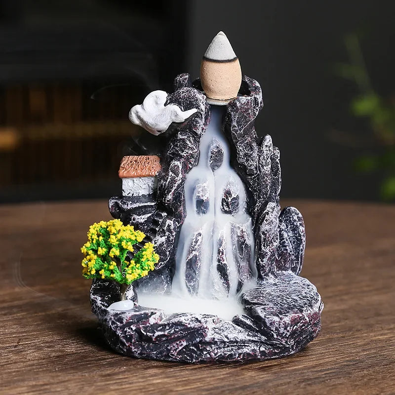 Bruciatore d’Incenso a Cascata in Resina – Wellune ZenFlow