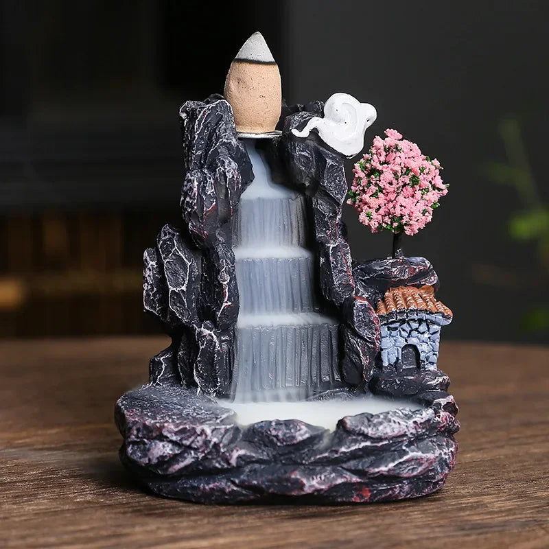 Bruciatore d’Incenso a Cascata in Resina – Wellune ZenFlow
