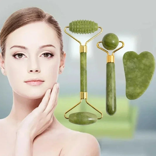 Set Massaggiatore Viso in Giada Naturale – Wellune GlowStone