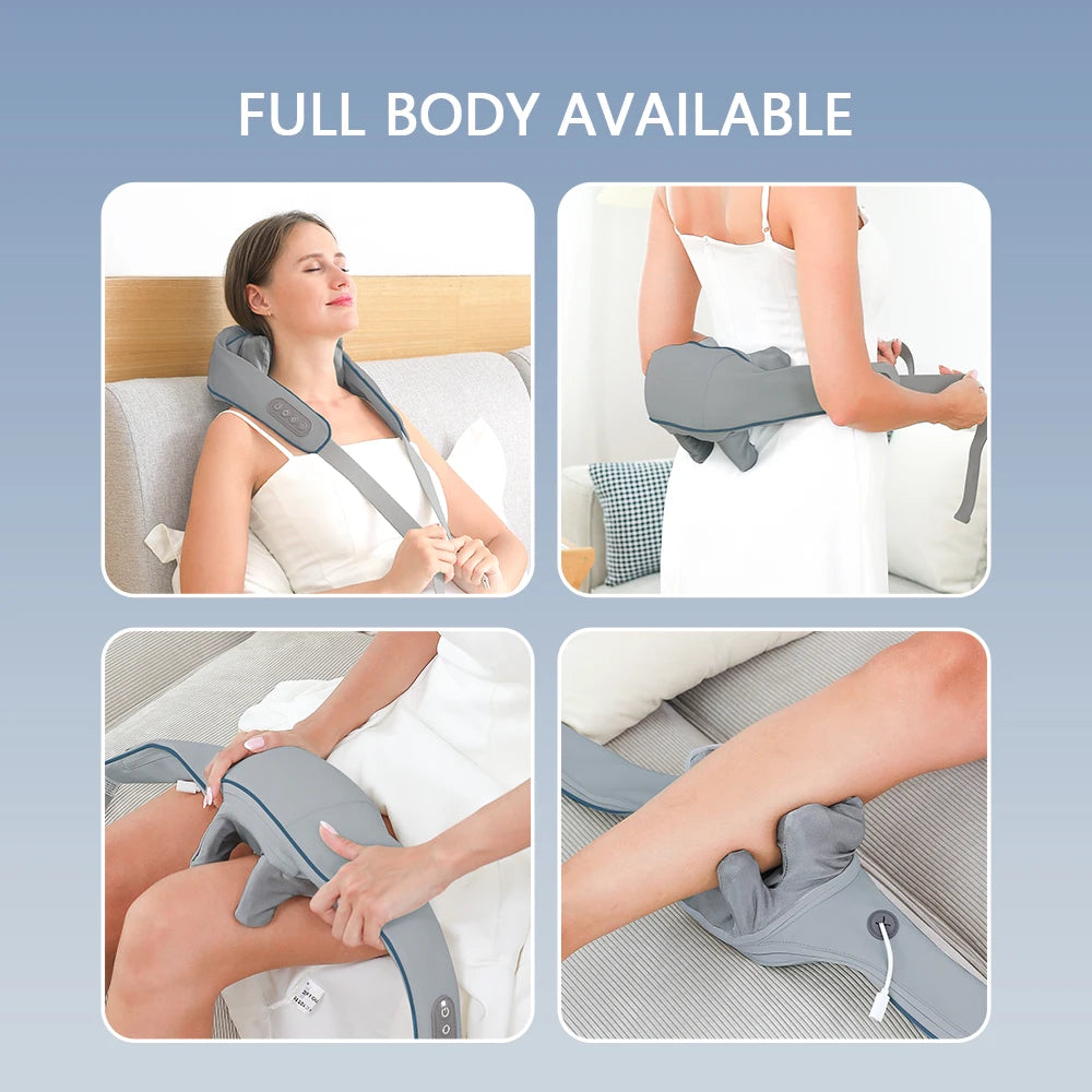 Massaggiatore Wireless per Collo e Schiena con Impasto Profondo – Wellune FlexiRelief
