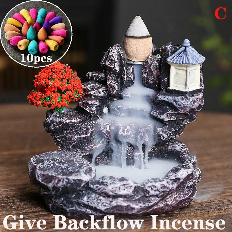 Bruciatore d’Incenso a Cascata in Resina – Wellune ZenFlow